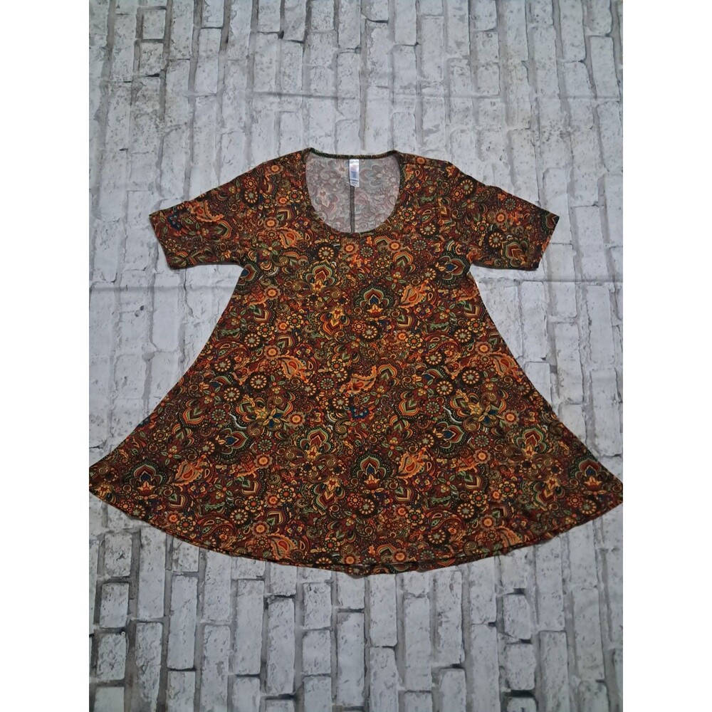 LuLaRoe Women's XXS Oversized Tunic Floral Paisleys Boho Autumn Slit Sides